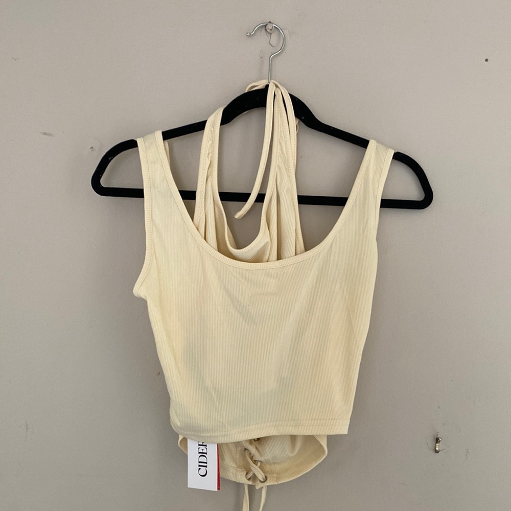 Cider lace up rib knit cami top with tags